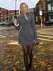 Sexy Slim Mini Dress For Women Two Pocket Spring Autumn Long Sleeve A-line Solid Club Party Dress Elegant Female