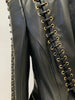Designer Jacket Women's Rope Lacing Up Slim Fitting Leather Blazer