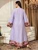 Plus Size Middle Eastern Gown Western V-Neck Printed Women's Dress for Commute Loose Vacation Style Long Sleeve Dress