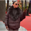 Faux Fur Collar Women's Padded Jacket Knitted Cuff Patchwork Batwing Sleeve Loose Cotton Jackets Winter Warm Coats