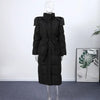 Warm Women's Puffy Quilted Hooded Long Cotton Coat Loose Solid Stand Collar Lace Up Zipper Overcoats Winter Lady Outwear