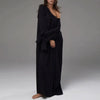 Parc Fee Casual Loose White Women Dress Elegant U-Neck Long Sleeve Floor-Length Dresses Simple Oversize Solid Female Dress