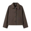 Woolen Women's Jacket Elegant Loose Long Sleeve Turndown Single Breasted Female Overcoat Winter Casual Lady Coat