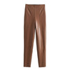 Women's Faux Leather Pants High Waist Straight Leg Trousers Female Streetwear Stylish Stretch Pencil Pants