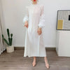 Pleated Dress Round Neck Spliced Fungus Full Sleeve Dresses For Women 2026New Spring Clothing