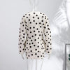 Elegant Dot Shirt Skirts Suit Women Long Puff Sleeve Button V-neck Jacket Mini Skirt Spring Chic 2 Pieces Set Lady