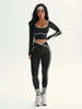 Women's Fall/Winter Round Neck Long Sleeve Yoga Top Outdoor Sports Fitness Yoga Pants
