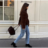 Brown Suede Belt Short Trench Coat Women High Funnel Collar Epaulet Raglan Sleeve Waist Tie Coats Vintage Autumn Commuter Jacket