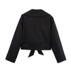 women's British wind trench coat style double-breasted long sleeve belt lapel jacket short coat