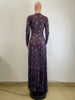 Women O-Neck Long Sleeve Print Split Maxi Long Dress Fall Autumn Evening Party Vacation Birthday Dresses Vestidos