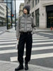 Winter Women Down Cotton Parkas Jacket Cable Knit Sleeve Spliced Stand Collar Thick Warm Short Coat Petite Ladies Outerwear