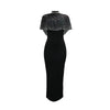 Women Short Cloak Sleeve Rhinestone Bodycon Long Dress Fall Vacation Evening Birthday Night Party Vestidos Sexy Dresses