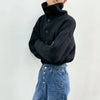 Simple Single-Breasted Sweater Women Streetwear Vintage Loose Knitted Cardigan Female Y2K Turtleneck Knitwear Jacket