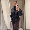 Upgraded Thick Wrap Front Tie Padded Jacket Kimono Style Collar Long Sleeve Loose Warm Daily Women Coat Winter Cotton Coats