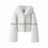 Winter Pure White Mountain Hooded Cropped Faux Fur Coat Women Fluffy Eco Fox Fur Jacket Girls Overcoat
