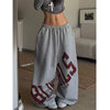 American Retro Letter Print Casual Pants Women Loose High Street Loose Oversize Sports Wide Leg Sweatpants Joggers Jazz Dancer