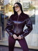 Women Coated Cinched-waist Leather Jacket Retro Casual Lapel Full Sleeve Zipper Fishbone Coats Lady Daily High Street Coat
