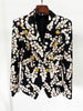 High Street Designer Jacket Women's Slim Fitting Snail Metal Buttons Redcurrant Printed Blazer