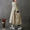 Spring Fall Oversized Women Simple Long Cardigan Hooded Black Khaki Casual Loose Pockets Trench Batwing Sleeve Stylish Midi Coat