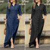 Autumn Elegant Women's Denim Dress Long Sleeve Buttons Shirt Long Dress Female Elegant Casual Ladies Clothes
