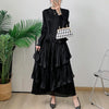 Royal Blue Pleated French Women's Dress Chic Ruffled Irregular Tie Design Long Sleeve Clothing 2DB3939