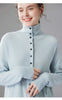 Autumn Women's Cardigan 100% Cashmere Knitted Sweater Chic Tops Female Causal Turtleneck Collar Loose Size Jacket Coat