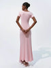 Ribbed Knit Maxi Dress For Women Deep V-Neck Slim High Slit Elegant Patchwork Commute Party Dress Women Knitwear Dress