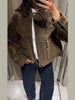 Vintage Turn-down Collar Suede Jackets Women Full Sleeve Breasted Pocket Coat Female Autumn Winter Chic Casual Wear