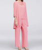 Women's Elegant Pant Sets Formal Office Ladies Oversized Chiffon Lace Suits Straight Pant Cardigan Tops 3 Pieces Sets Woman