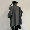 Contrast Color Ribbon Blazer Women's Notched Collar Loose Single Button Long Sleeves Split Suit Jacket