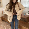 Women Autumn Winter Warm Teddy Coat Berber Fleece Round Collar Short Jacket Plush Outerwear Female Streetwear Clothes