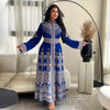Ramdan Eid Print Jalabiya Muslim Women Zipper Long Dress Robe Dubai Abaya Outfits Kaftan Ethnic Islam Clothing Caftan Dresses