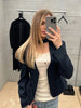 Striped Print V-neck Ribbon Suit Coat For Women Long Sleeve Buttons Office Lady Top Elegant Female Blazer Outwear