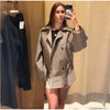 Vintage Plaid Belted Jackets Women Slim Full Sleeves Double-breasted Lapel Cropped Coats Ladies Autumn Outwear