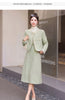 Elegant Tweed Two Piece Set for women Tassel Long Sleeve Jacket Coat + High Waist Skirt Sets Office Lady Suit