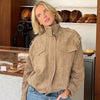 Leather Jacket Women Autumn Oversized Bomber Jacket Coats & Jackets Stand Collar Long Sleeve Tops Outerwears