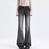 Women's Vintage Y2K Flared Jeans Korean Button-Up Low Rise Casual Denim Pants Female Versatile Elastic Slim Fit Jean Trousers