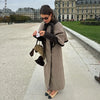Elegant Cloak Double Breasted Long Coats Women Retro Lapel Double Side Loose Coat Female Autumn Winter Lady Outwear