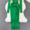 Turtleneck Sexy Wrap Hips Knitted Dresses Women Autumn Winter Long Sleeve Bodycon Sweater Dress with Belt
