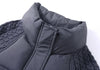 Women Stand Collar Knit Spliced Cotton Puffer Vest Drawstring Hem Loose Quilted Waistcoat Autumn Winter Casual Outerwear