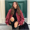 Women Dusty Pink Faux Suede Cropped Jacket Chic Full Zip Stand Collar Elastic Hem Short Coat Autumn Casual Street Outwear
