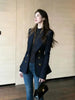 French High-grade Navy Blue Double-Breasted Blazer Jacket Outwear Women's Spring Loose Commuter Suit Jacket Top