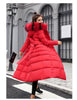 Female Winter Over Knee Loose Large Fur Collar Hooded Warm Thick Parkas Long Down Cotton Plus Size Parkas Coat Women Padded Coat