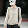 Winter Women's Clothing Tops Brushed Wool Cardigans O Neck Yellow Warm Causal Sweater Soft Solid Knitted Coats B1713005