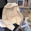 2026Autumn Winter knitted Cardigan Sweater Women Long-Sleeved Zipper High Neck Coat Female Loose Sweater Ladies Tops