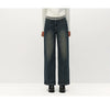 Women Jeans Fleece Lined Wide Leg Washed Finish Warm Insulation Soft Touch Winter Everyday Style Full Length