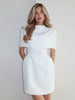 Chic Waist Cinching Mini Dress Women Elegant Full Sleeve Deep V-neck Double Breasted Short Dresses Lady Daily Party Street Gowns