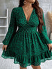 Sexy V-Neck Leopard Print Long-Sleeve Dress Plus Size Women Clothing American Slim A-Line Skirt Elegant Party Evening Dress