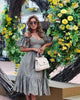 Dress Women Off Shoulder Mid Length Dresses Solid Dot Sexy Splice Tight High Waist V Neck A Line Elegant Slim Fit Vestid