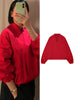 Red Short Jacket For Women Loose Fit V Collar Long Sleeve Coat Spring Autumn Female Street Outerwear